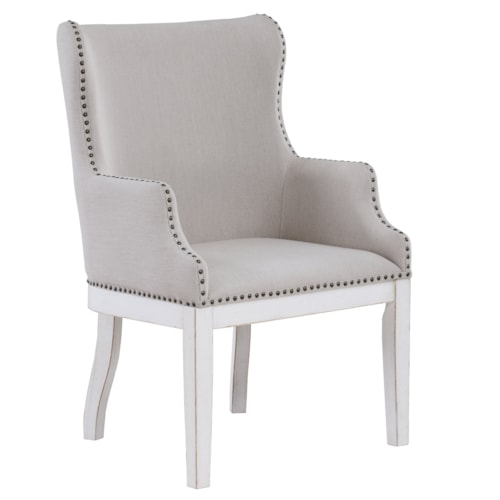 Transitional Dining Arm Chair with Nailheads
