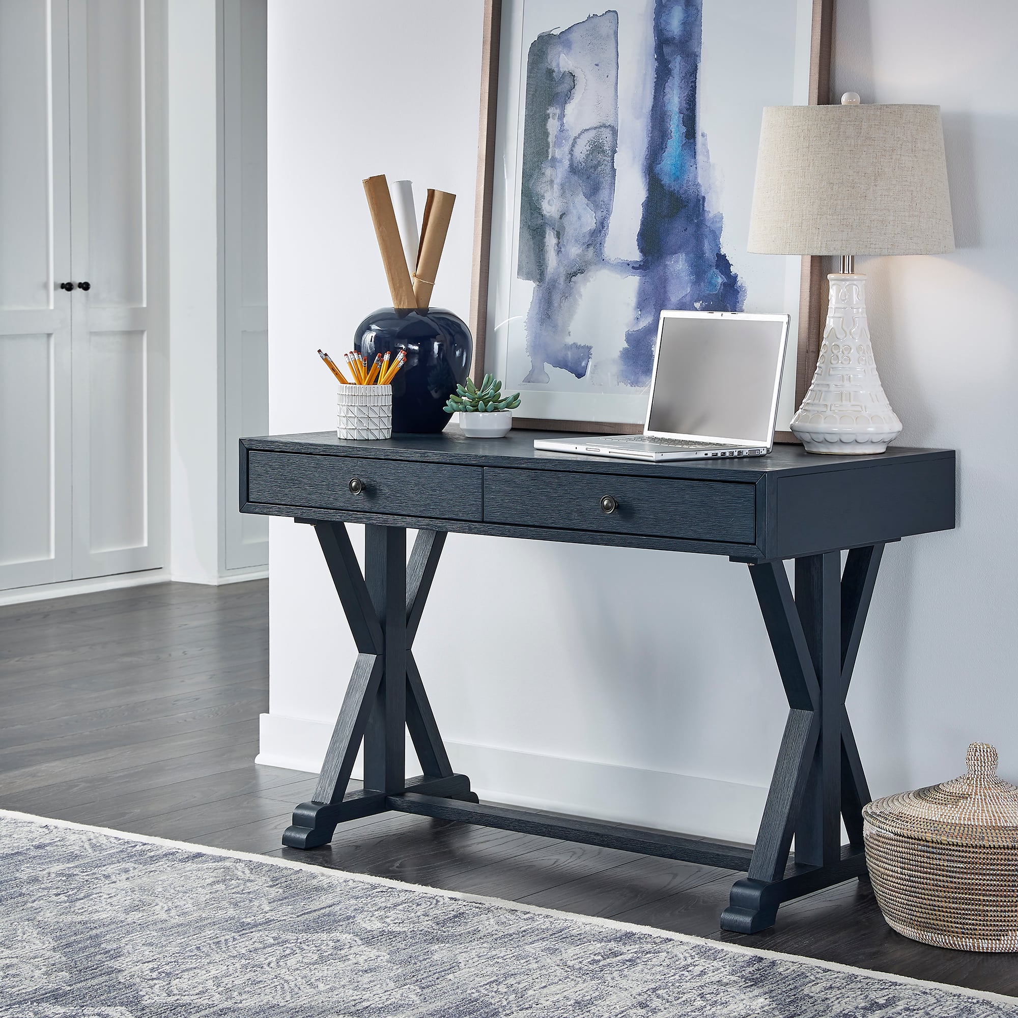 amherst wood writing desk with drawers