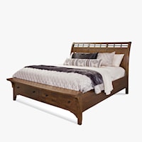 Contemporary Queen Sleigh Bed with Storage Footboard