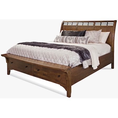 Contemporary California King Sleigh Bed with Storage Footboard