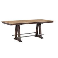 Rustic Trestle Counter-Height Dining Table with 20" Leaf
