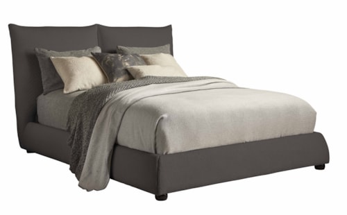 Casual Queen Upholstered Bed in Cozy Charcoal