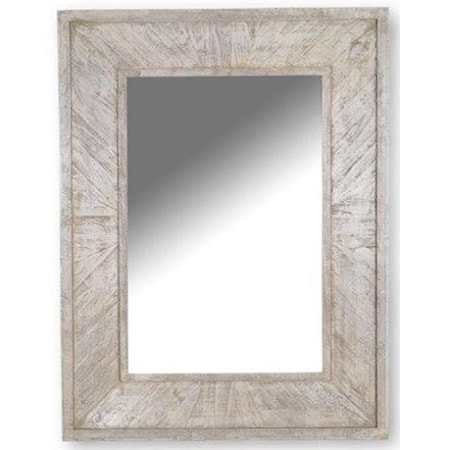 Contemporary Rectangular Wall Mirror with Weathered Frame