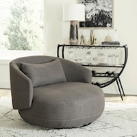 Contemporary Upholstered Swivel Cuddler Accent Chair - Charcoal