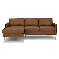 Leather Chaise Sofa with LAF Chaise & Metal Feet