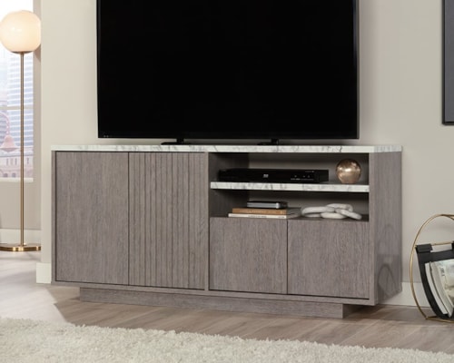 Contemporary TV Credenza with Adjustable Shelving