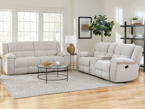 Casual Manual Reclining Sofa and Loveseat Set