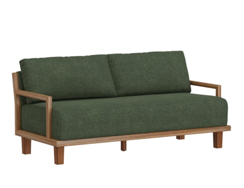 Contemporary Wooden Frame Sofa with Throw Pillows