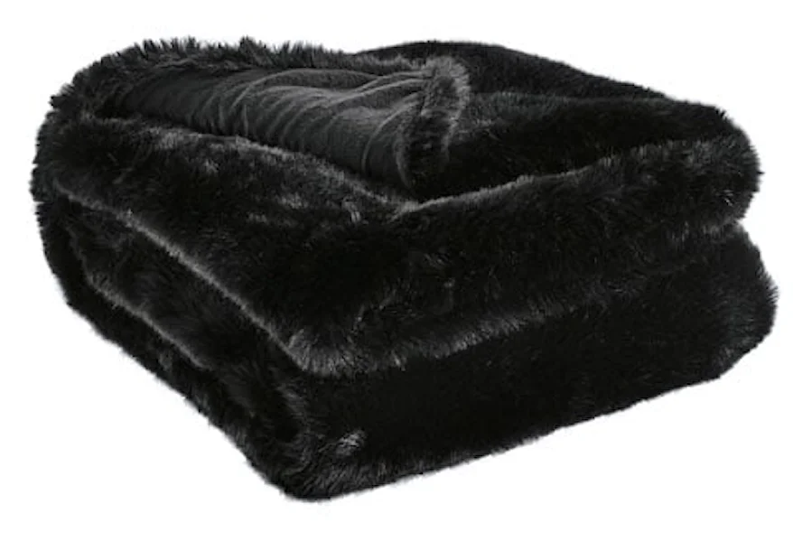 Throws Gariland Black Faux Fur Throw by Signature Design by Ashley at Esprit Decor Home Furnishings