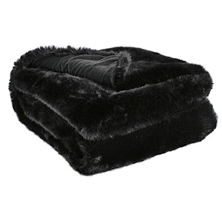 Gariland Black Faux Fur Throw