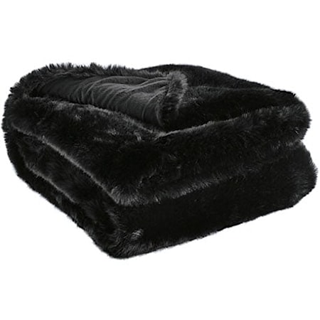 Gariland Black Faux Fur Throw