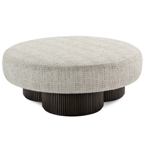Contemporary Round Ottoman with Triple Pedestal Base