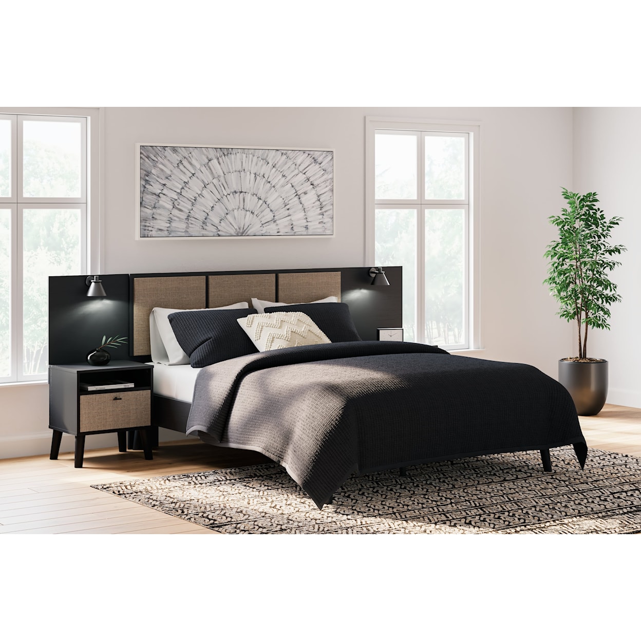 Signature Design Charlang Queen Panel Platform Bed with 2 Extensions