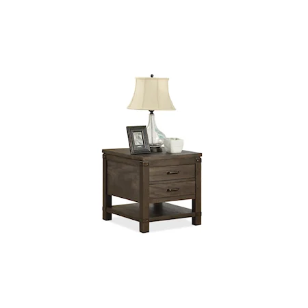 Rectangular End Table with 2 Drawers