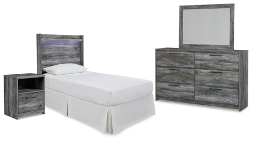 Twin Panel Bed Headboard, Dresser, Mirror And Nightstand