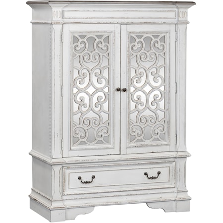 Traditional Double Door Chest with Antique Mirrored Panels