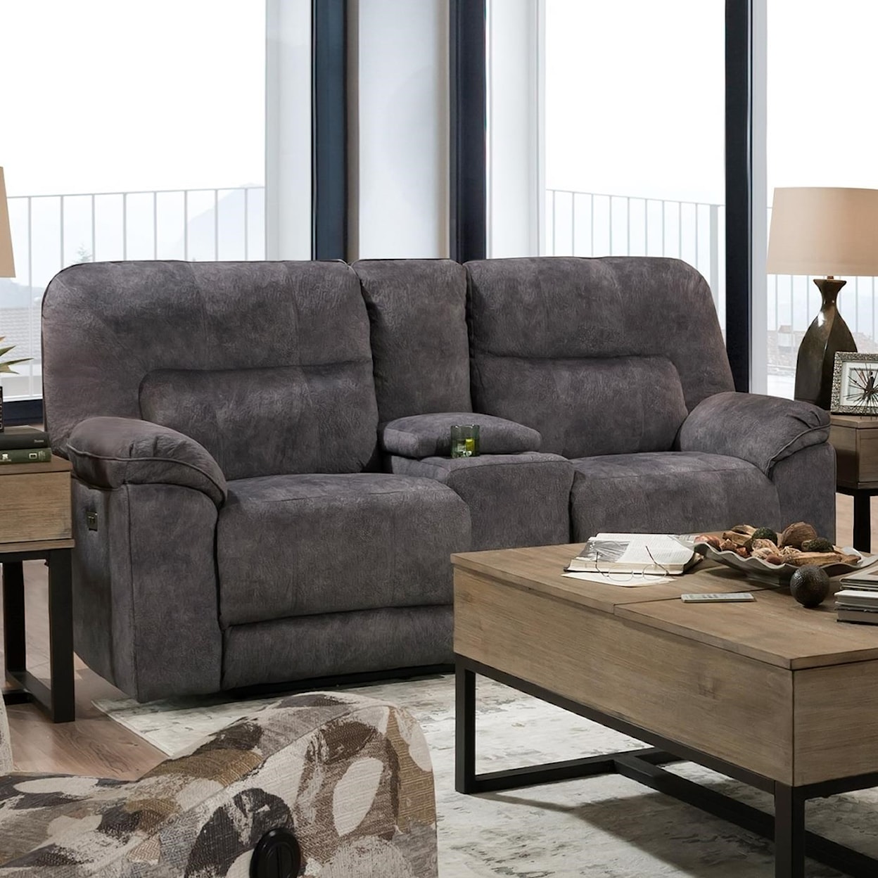 Design2Recline Top Gun Power Loveseat w/ Console