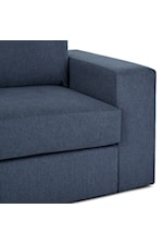 Flexsteel Flex Flex 6-Seat Sectional with Wide Arm and Storage Ottoman - Denim