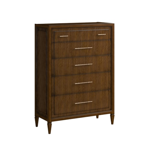 Traditional 5-Drawer Chest with Burnished Gold Pulls