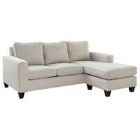 Transitional Chaise Sofa with Plush Seating and Track Arms
