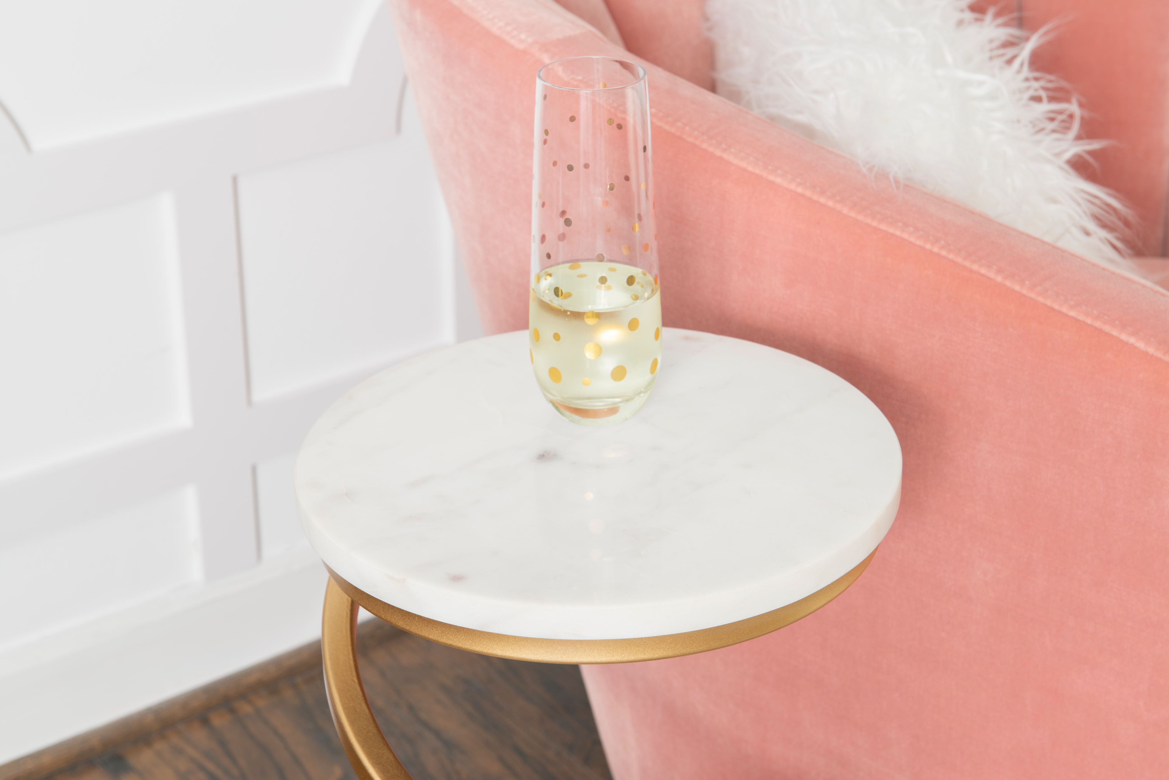 Spiral Drink Table White Marble