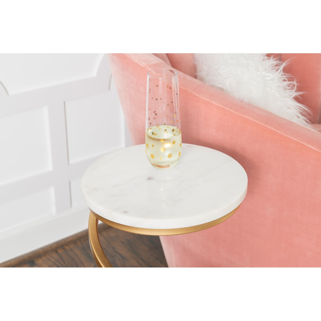 Powell Rian Spiral Drink Table White Marble