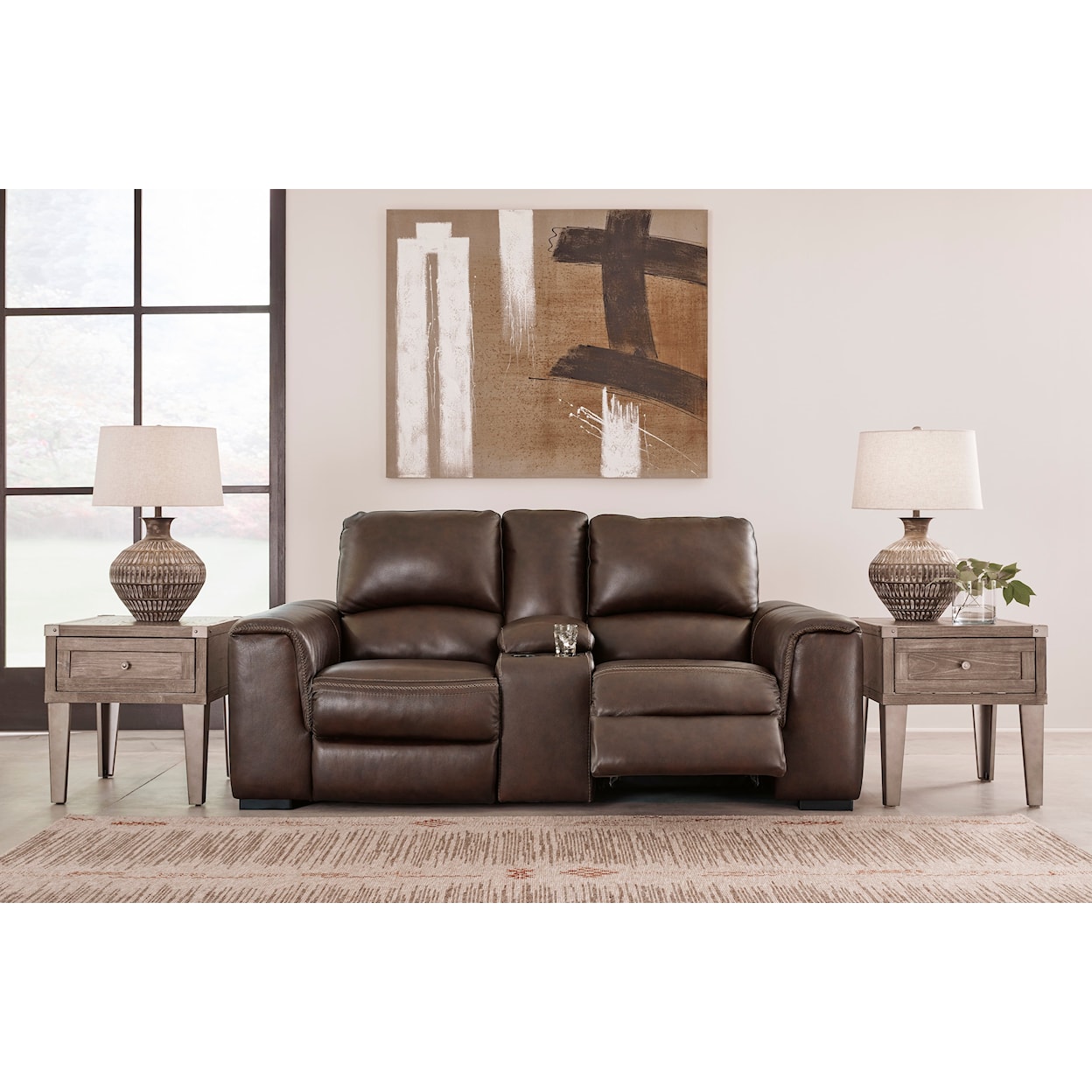 Ashley Signature Design Alessandro Power Reclining Loveseat with Console