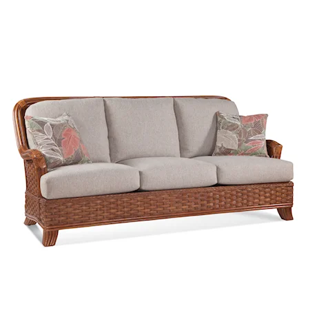 Stationary Sofa with Exposed Wood