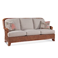 Stationary Sofa with Exposed Wood