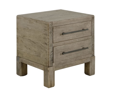 Modern Farmhouse 2-Drawer Nightstand with Microfiber Lined Top Drawer