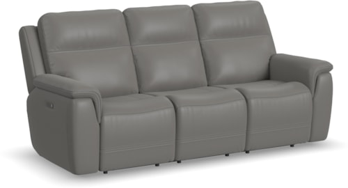 Casual Power Reclining Sofa with Power Headrests & Lumbar
