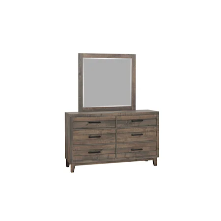 Rustic Contemporary Dresser and Mirror Set