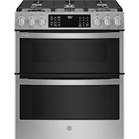 GE Profile 30” Slide-In Double Oven Gas Range with Wifi Stainless Steel
