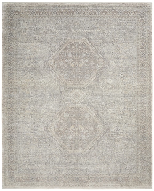 9'10" x 12'6" Cream Grey Rectangle Rug