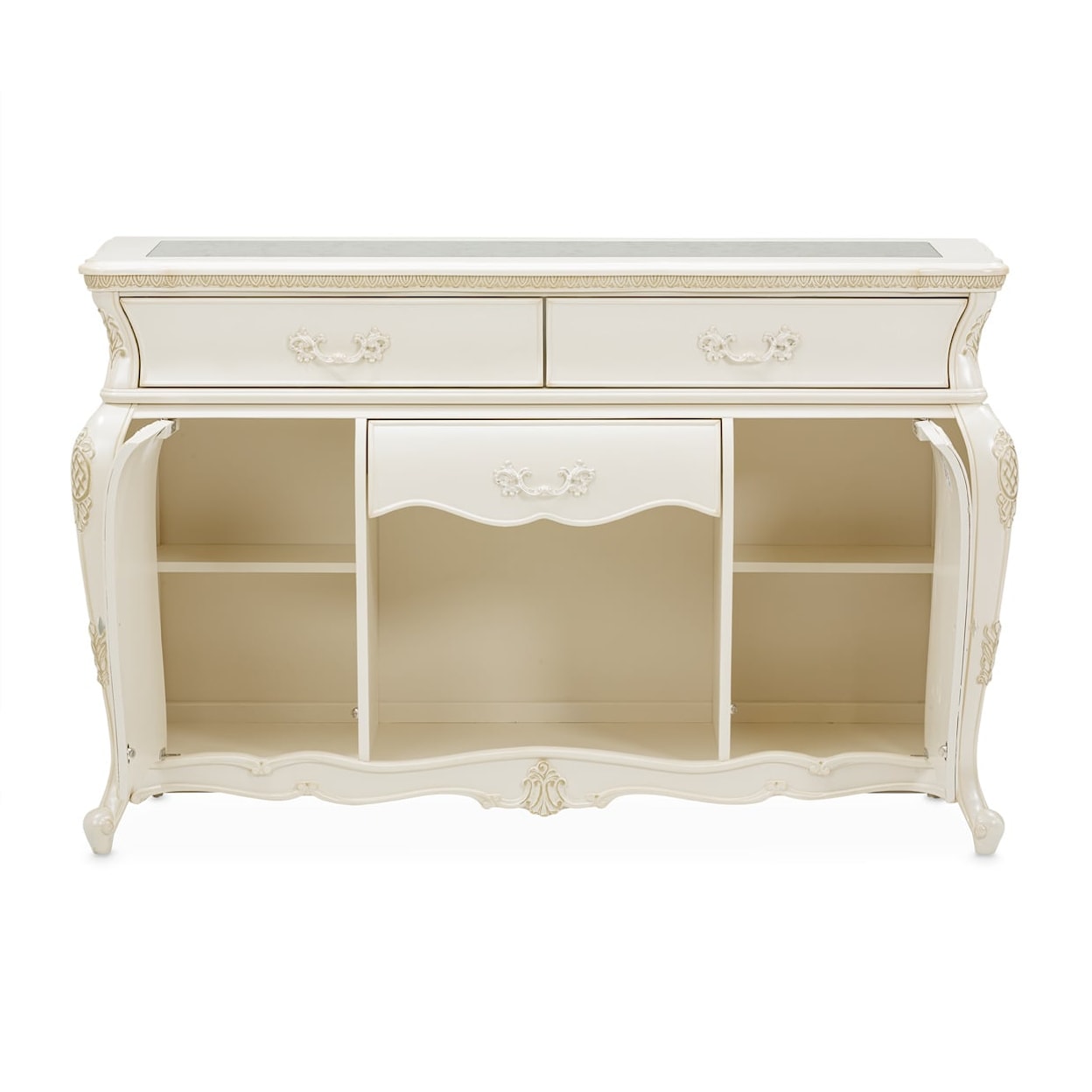 Michael Amini Lavelle Classic Pearl 3-Drawer Sideboard and Mirror