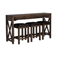 Contemporary 4-Piece Console Table and Stool Set