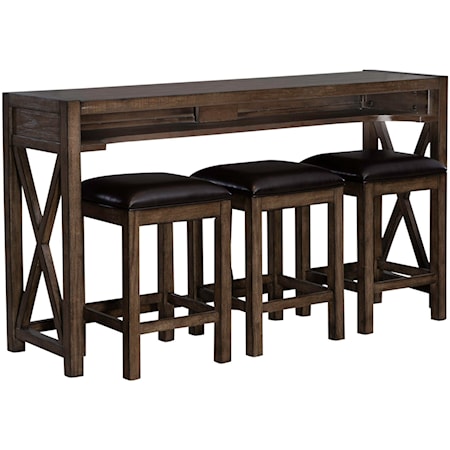 Contemporary 4-Piece Console Table and Stool Set