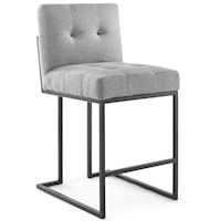 Black Stainless Steel Upholstered Fabric Counter Stool