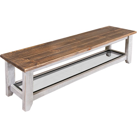 Farmhouse Solid Wood Bench with Shelf