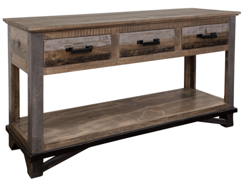 Rustic 3-Drawer Console Table
