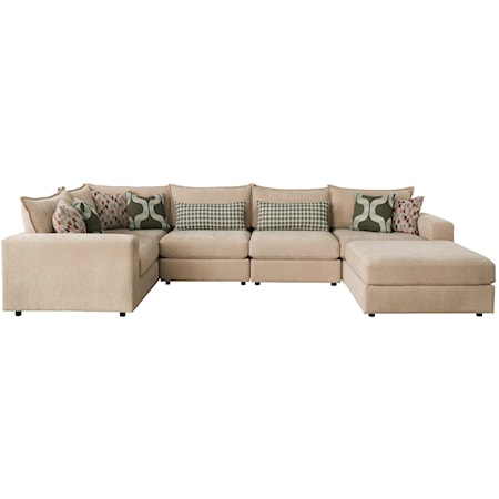 Contemporary Modular Sectional Sofa with One Ottoman