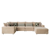 Contemporary Modular Sectional Sofa with One Ottoman