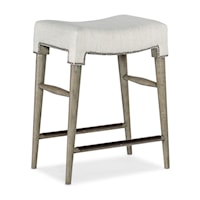 Casual Counter Stool with Fabric Seat and Nailhead Trim