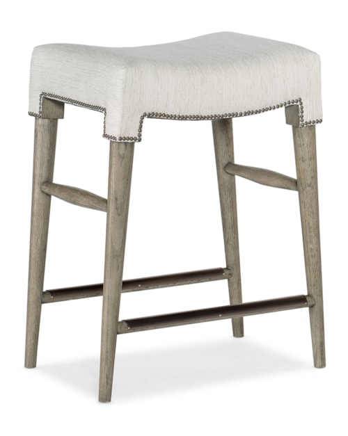 Casual Counter Stool with Fabric Seat and Nailhead Trim