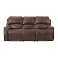 Transitional Power Reclining Sofa with Pull Out Cup Holders and Nailheads
