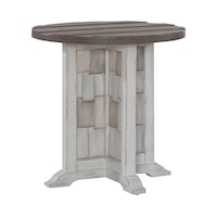 Farmhouse Round Chairside Table with X-Style Pedestal Base