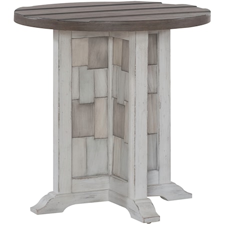 Farmhouse Round Chairside Table with X-Style Pedestal Base