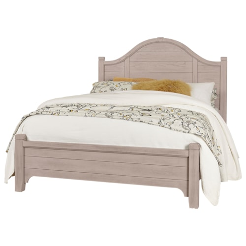 Transitional King Low Profile Bed with Arch Headboard