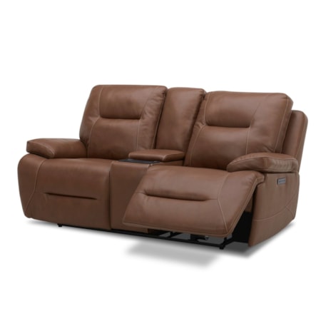 Leather Power Reclining Loveseat