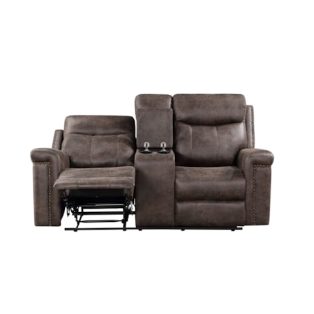 Quade Loveseat W/ Dual Recliners-Mocha